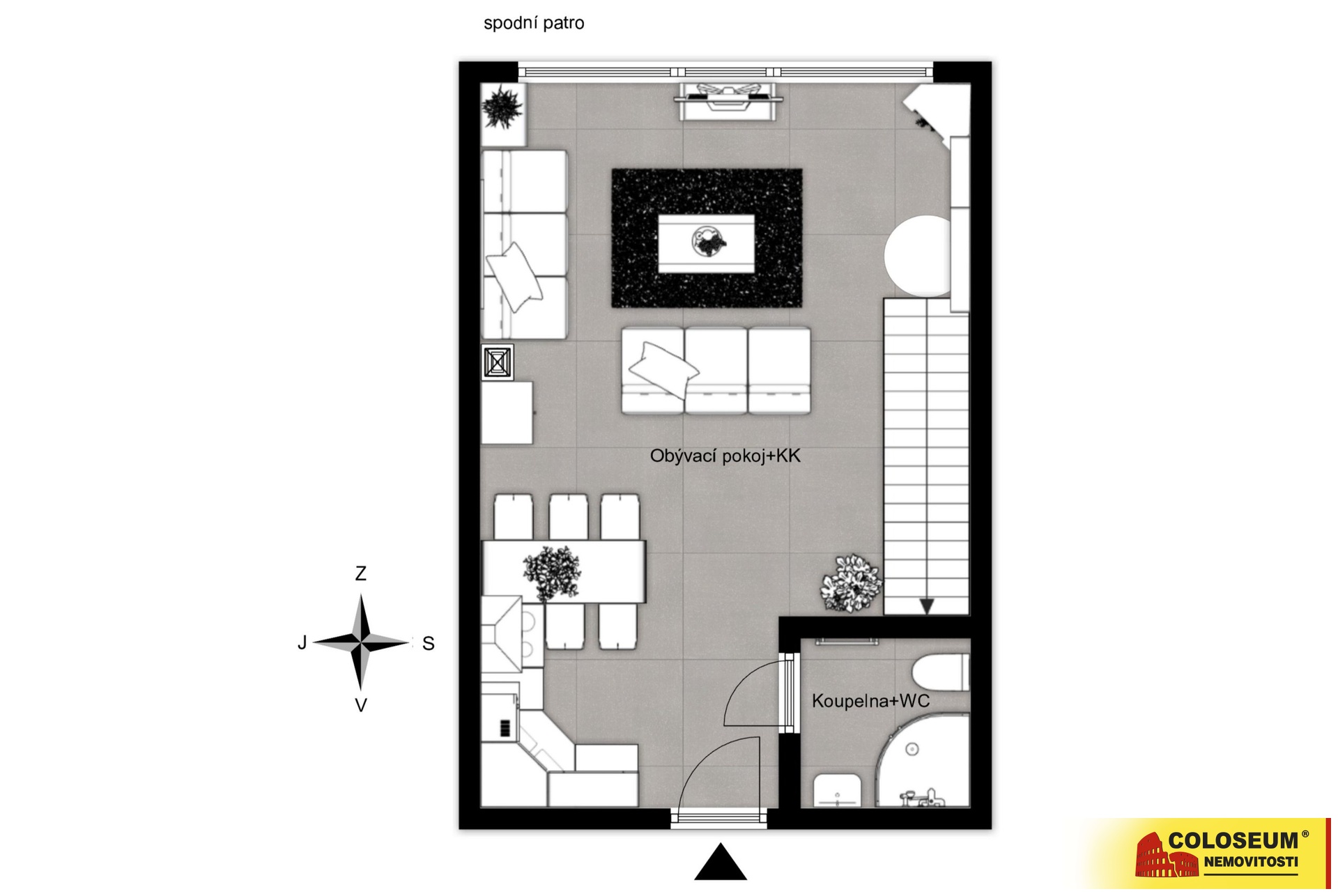 Půdorys přízemí - Jeseník - prodej bytu 2+1