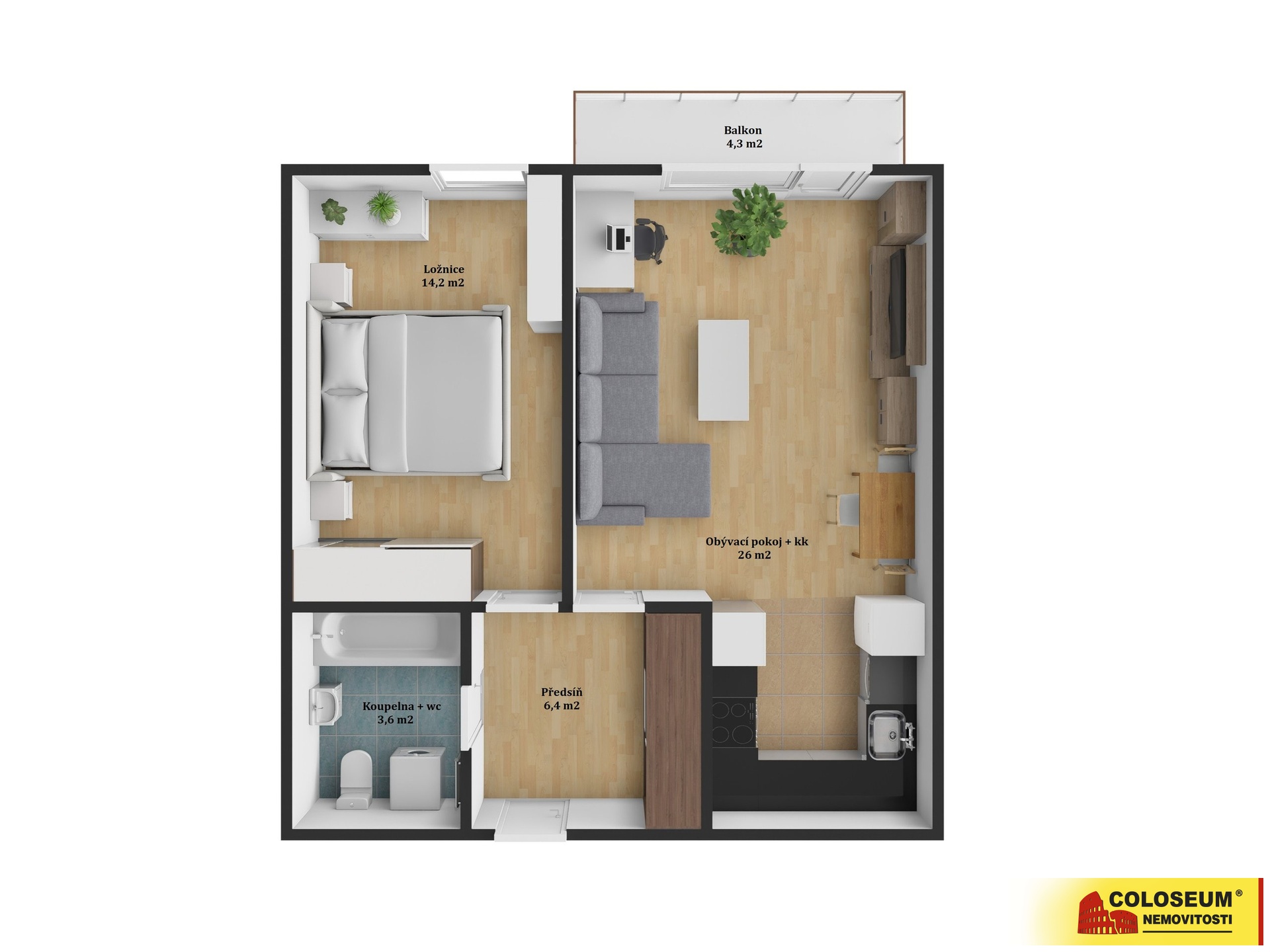 Půdorys - Modřice - pronájem bytu