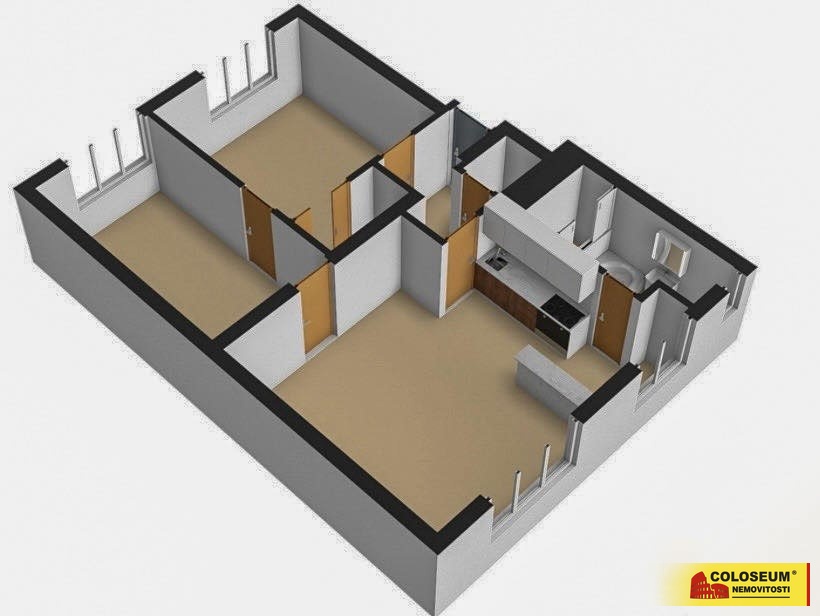 Půdorys - Hodonín - pronájem bytu 3+kk