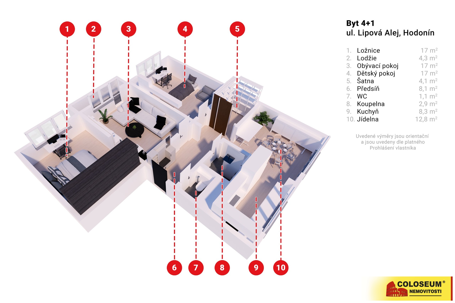 Půdorys  - Hodonín - prodej bytu 4+1