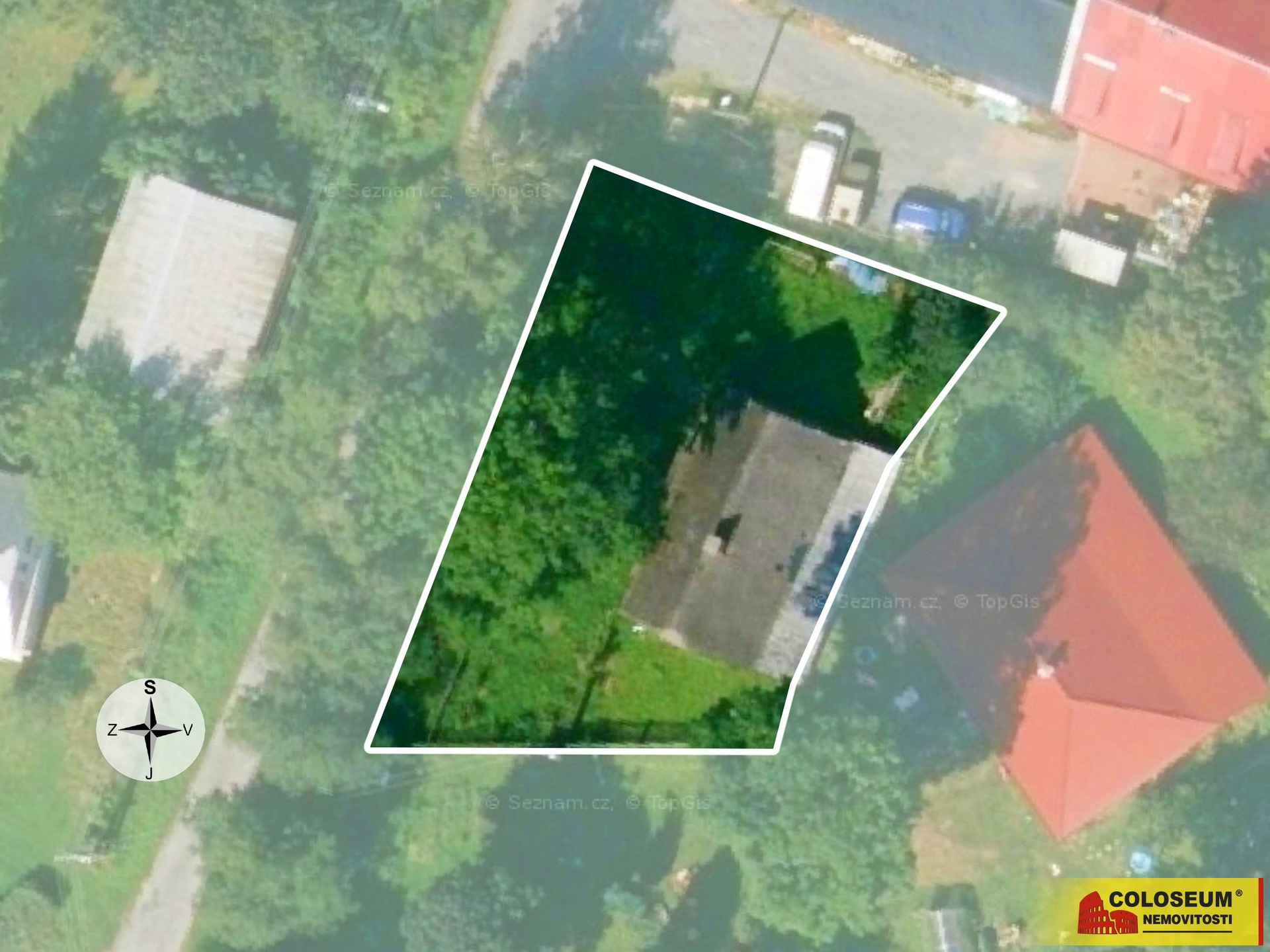 Zákres pozemku - Moravský beroun - Ondrášov - prodej rodinného domu