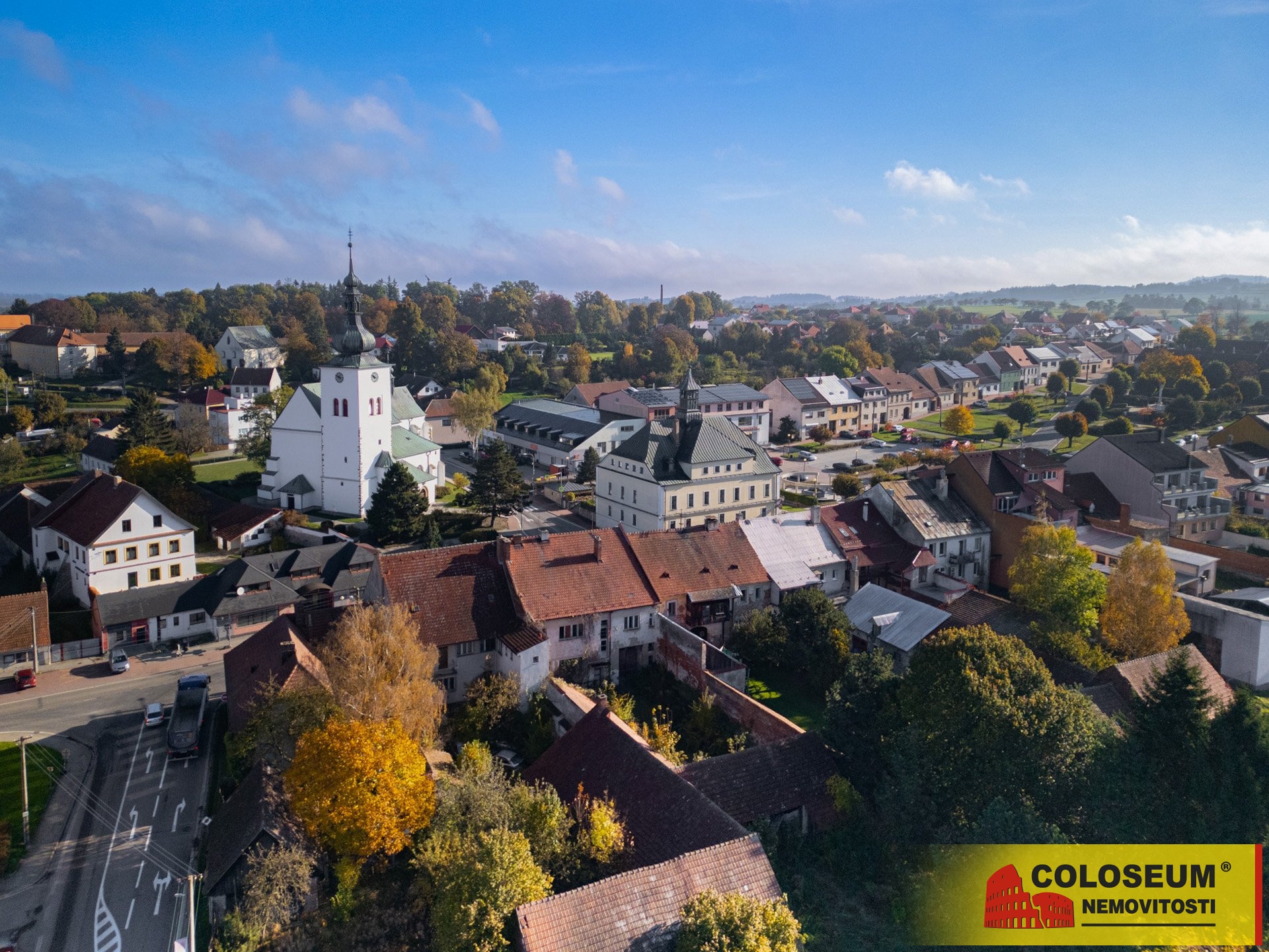 Pohled z dronu na pozemek - Křižanov, prodej poz