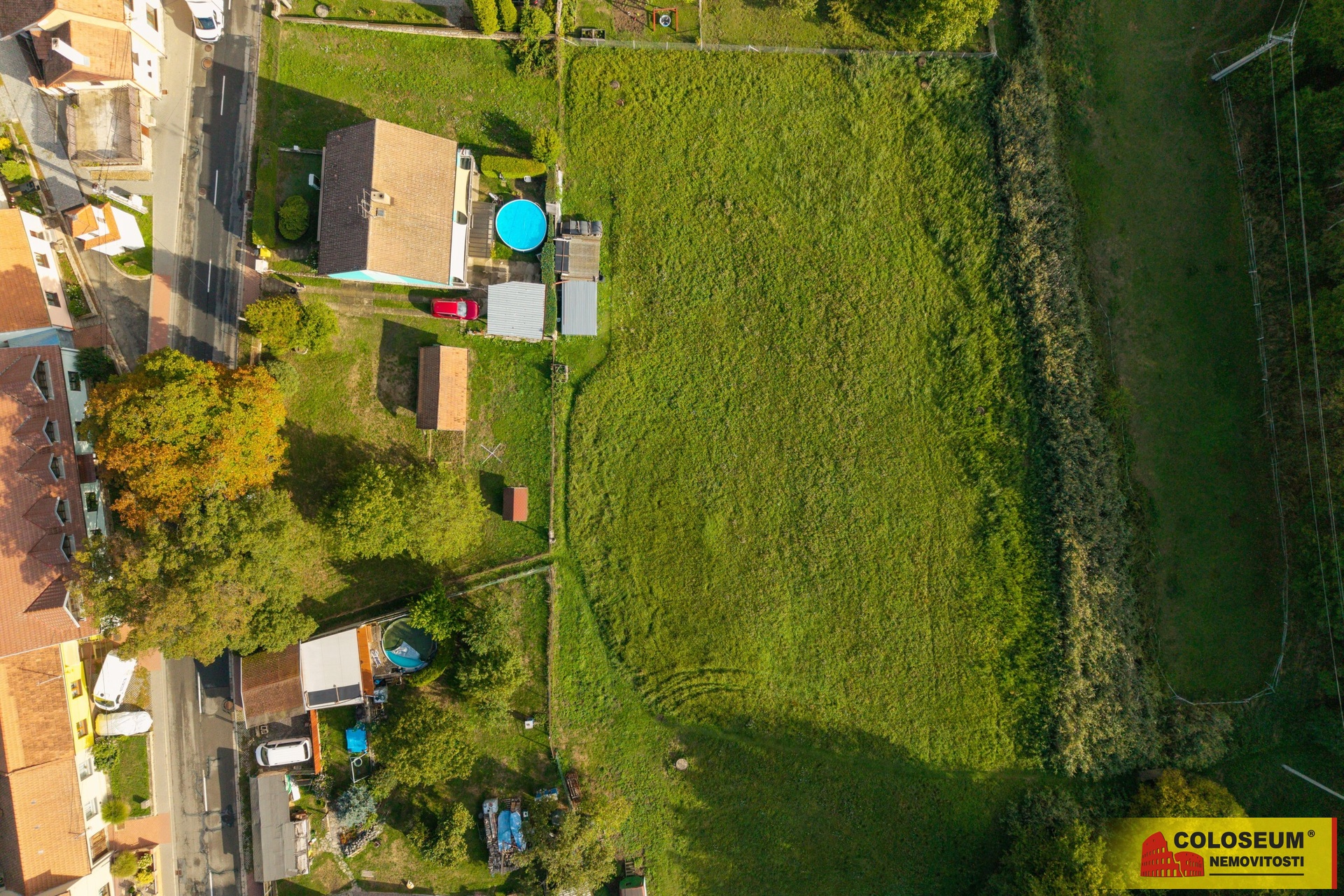 Pohled z dronu - Hostěnice - prodej pozemku