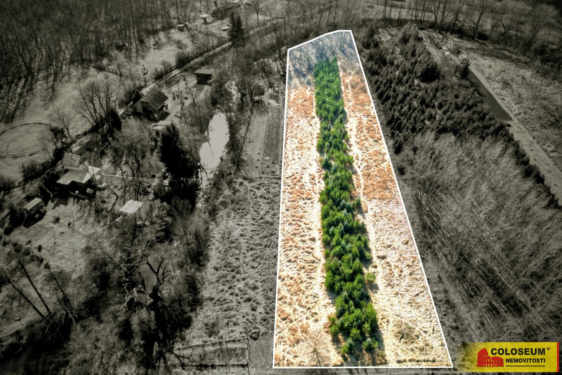 Pohled z dronu na pozemky - Oblekovice - prodej pozemků