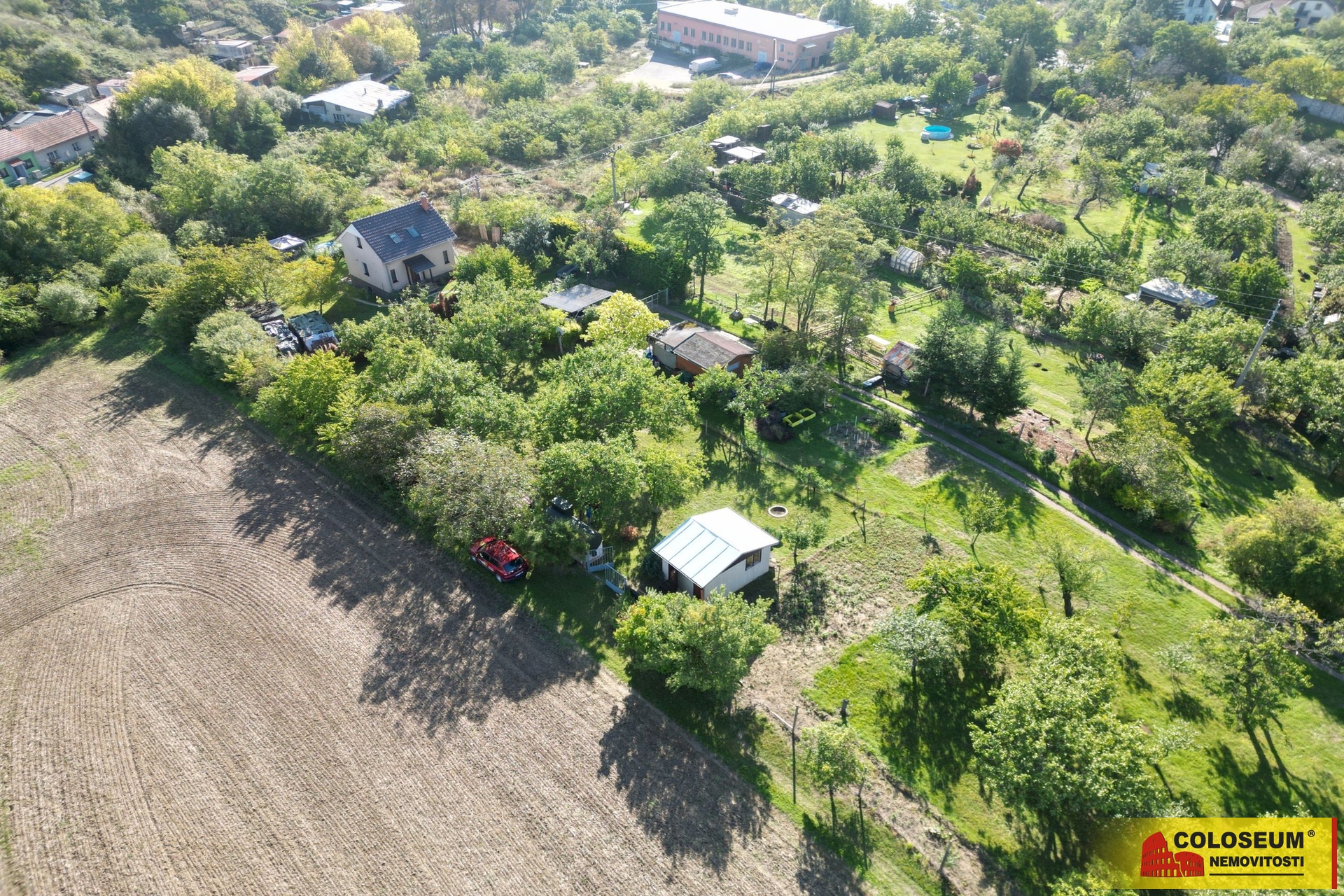 Pohled z dronu – Dobšice – prodej pozemku
