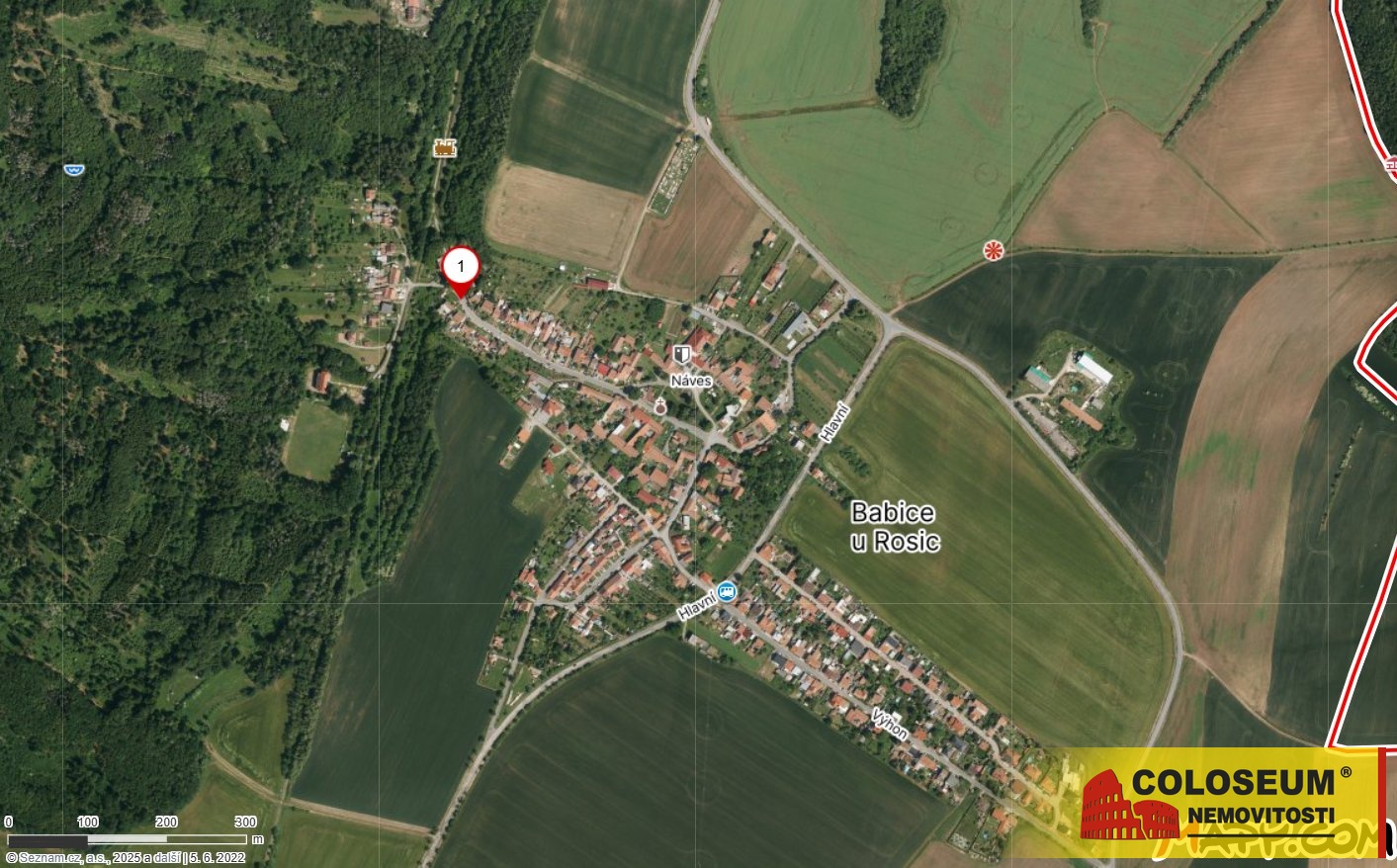 Foto mapy - Babice u Rosic - prodej pozemku