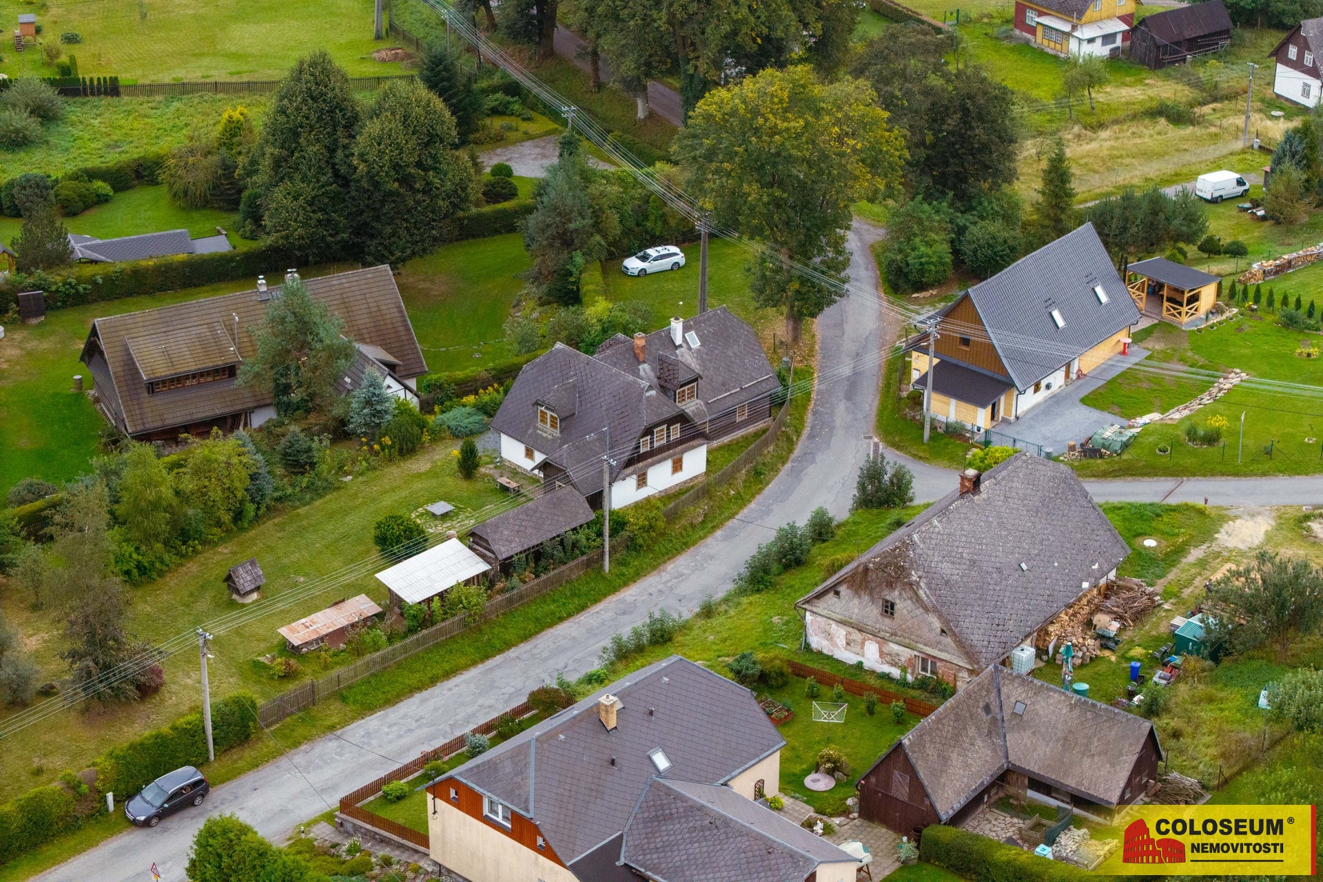 Pohled na dům z dronu - Vrbno pod Pradědem - Mnichov - prodej rodinného domu