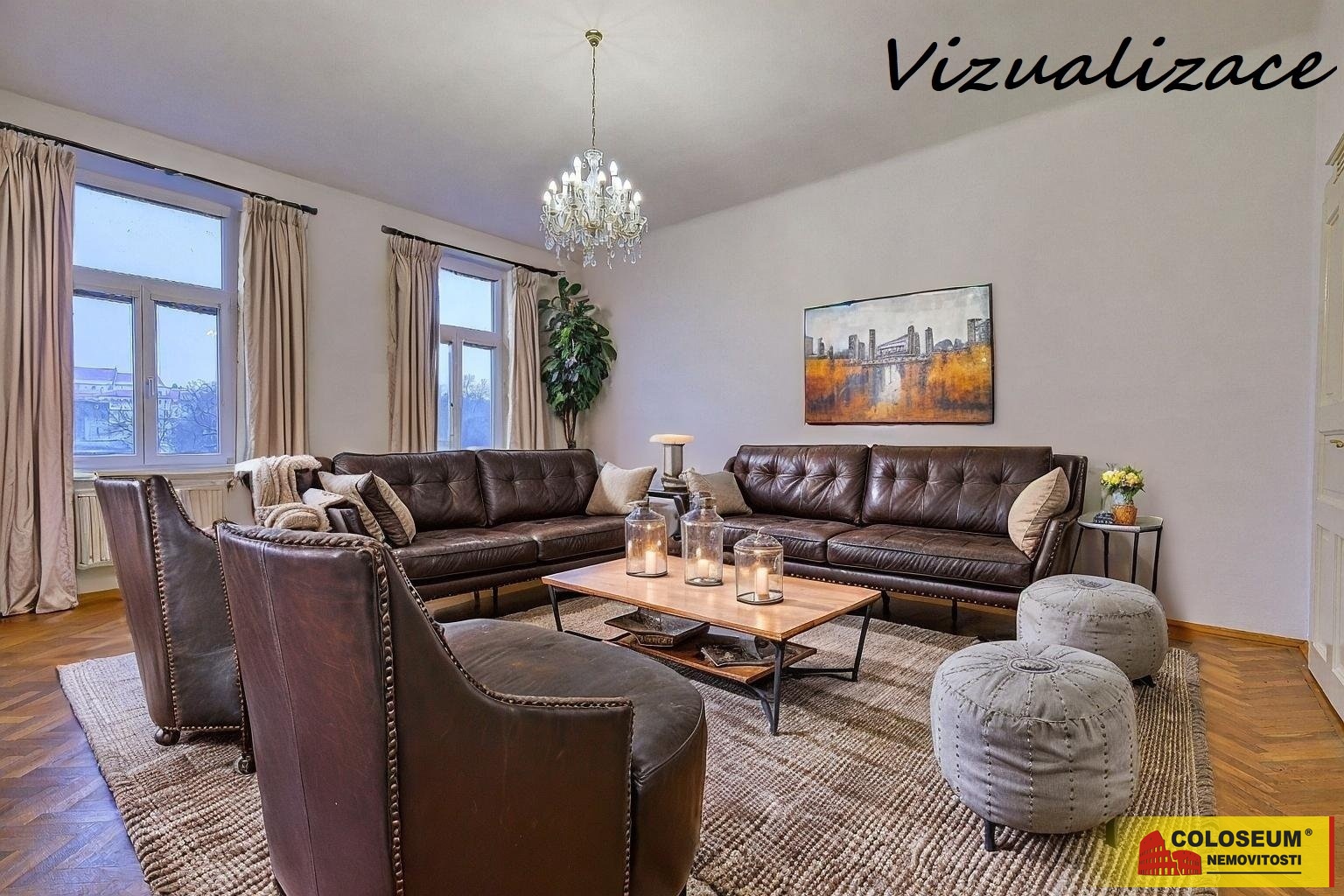 Obývací pokoj vizualizace – Znojmo – prodej bytu