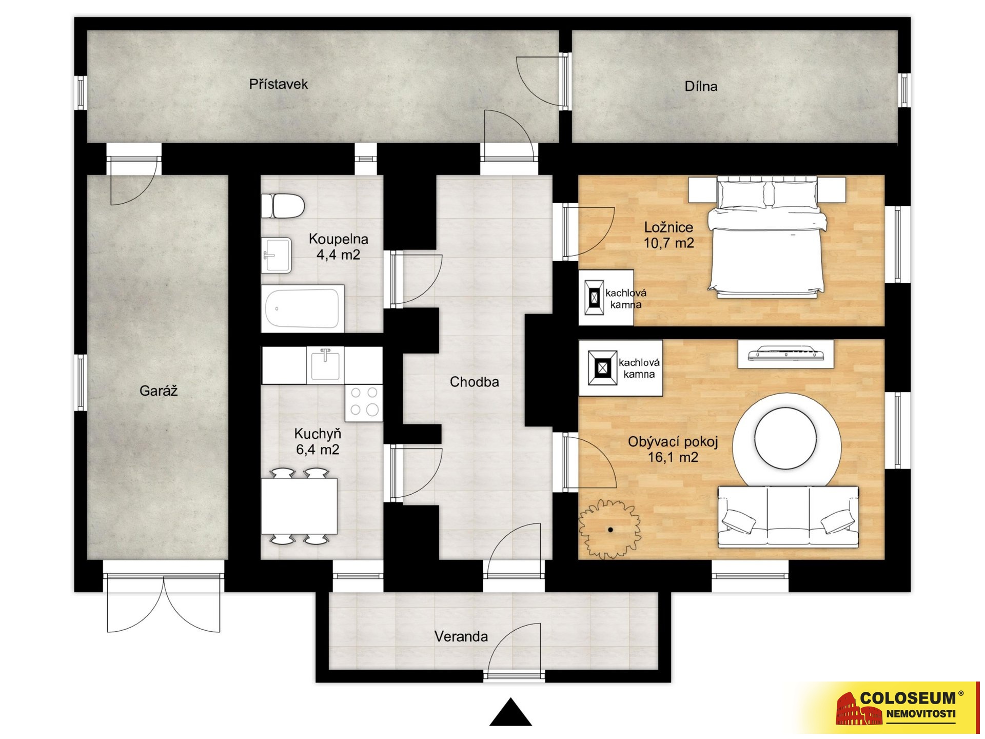 Půdorys domu - Moravský beroun - Ondrášov - prodej rodinného domu