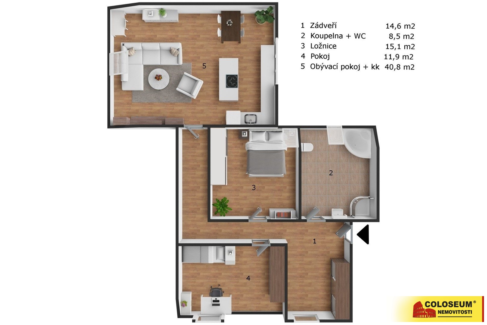 Půdorys bytu - Rudoltice u Lanškrouna - prodej bytu 3+kk