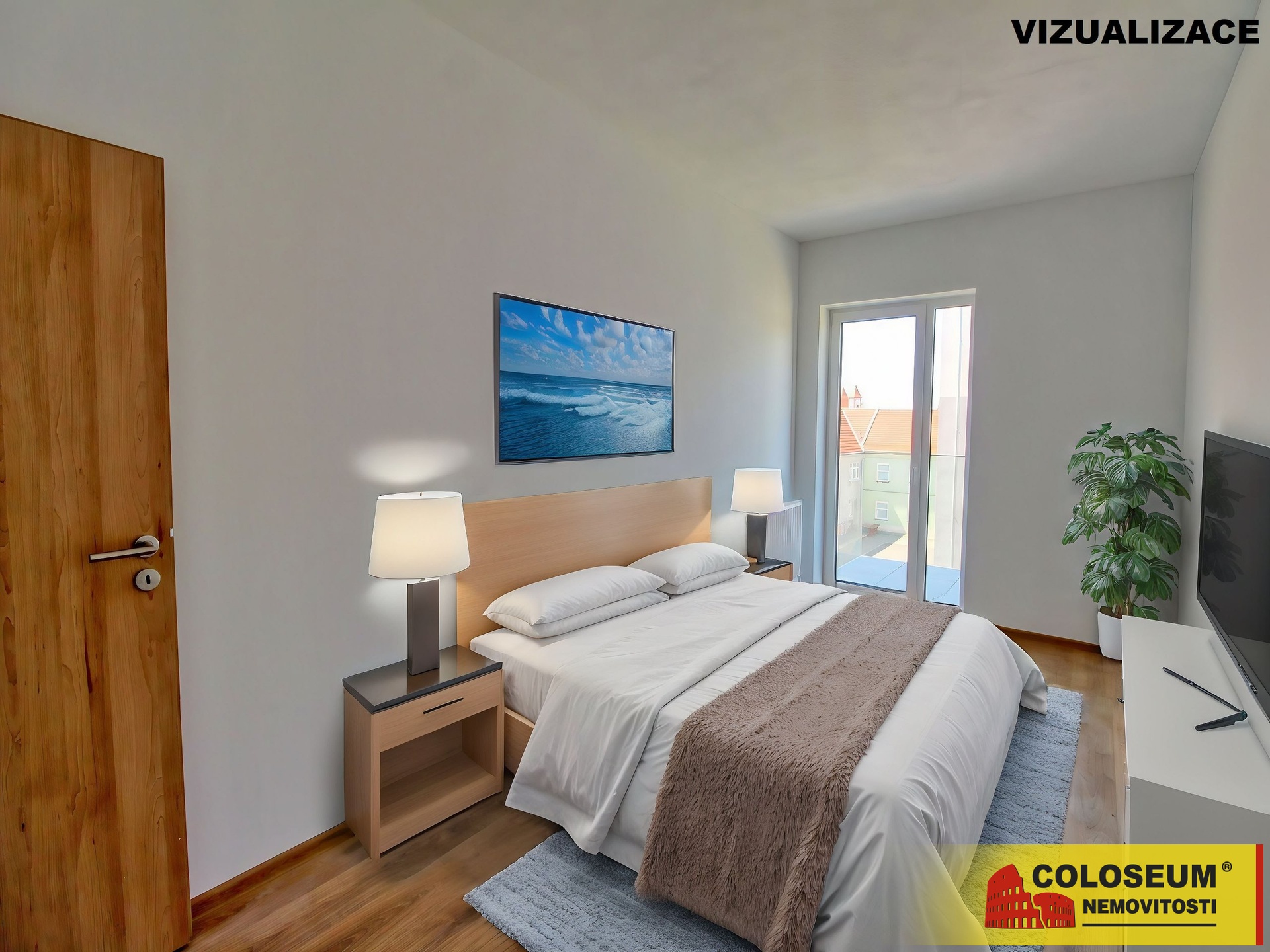 Vizualizace ložnice - Znojmo - pronájem novostavby bytu
