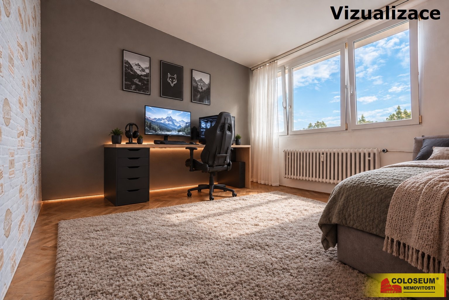 vizualizace dětský pokoj - Brno Lesná - prodej bytu