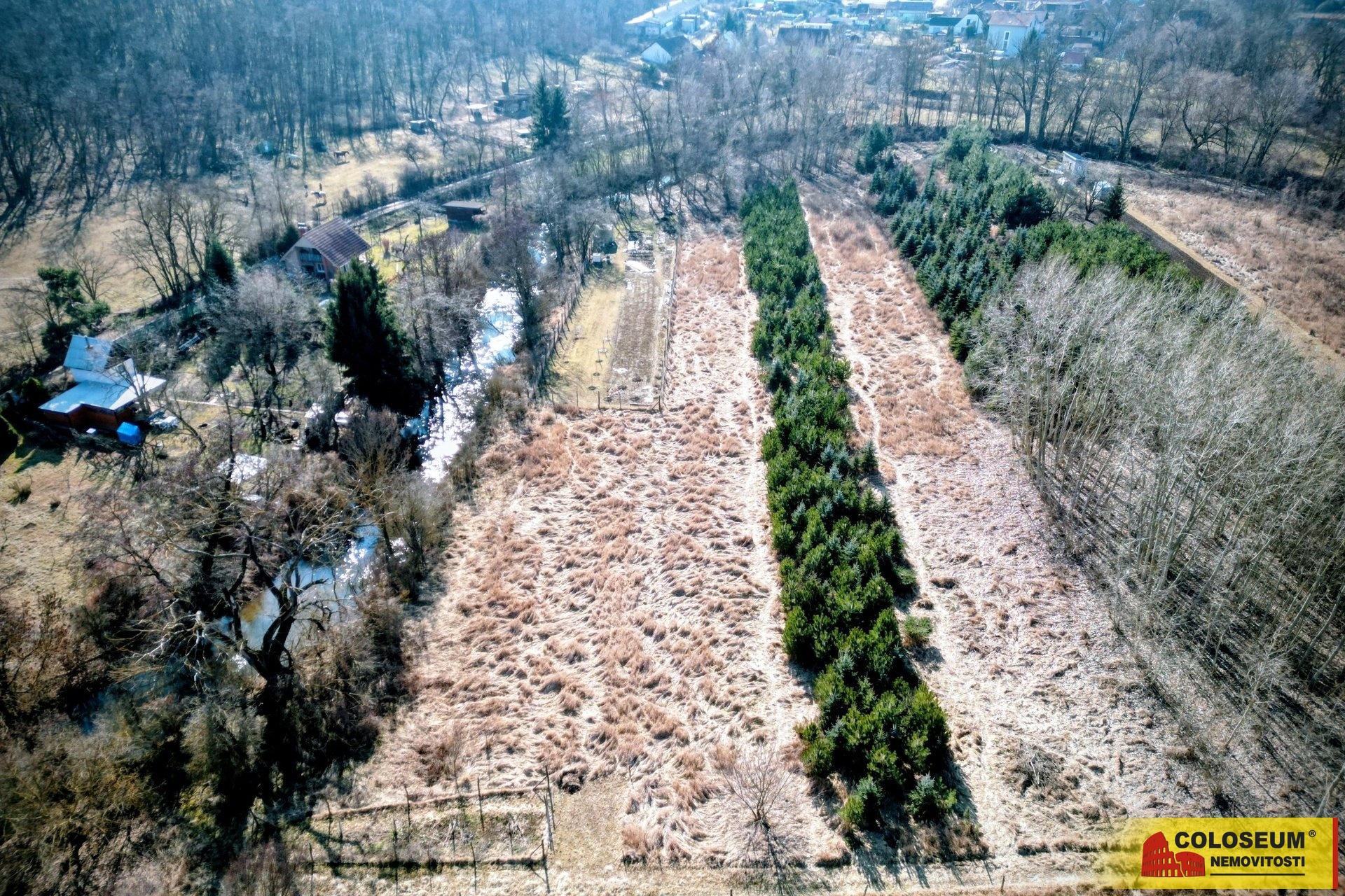 Pohled z dronu na pozemky - Oblekovice - prodej pozemků