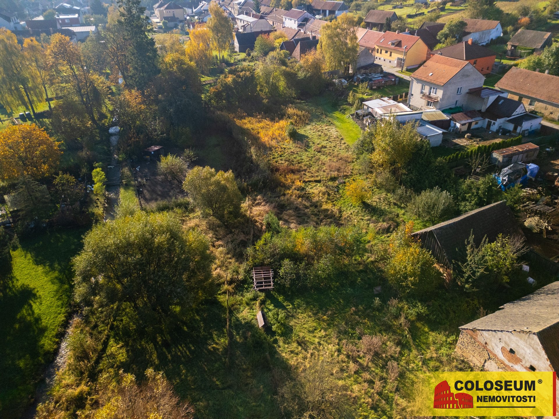 Pohled z dronu na pozemek - Křižanov, prodej poz