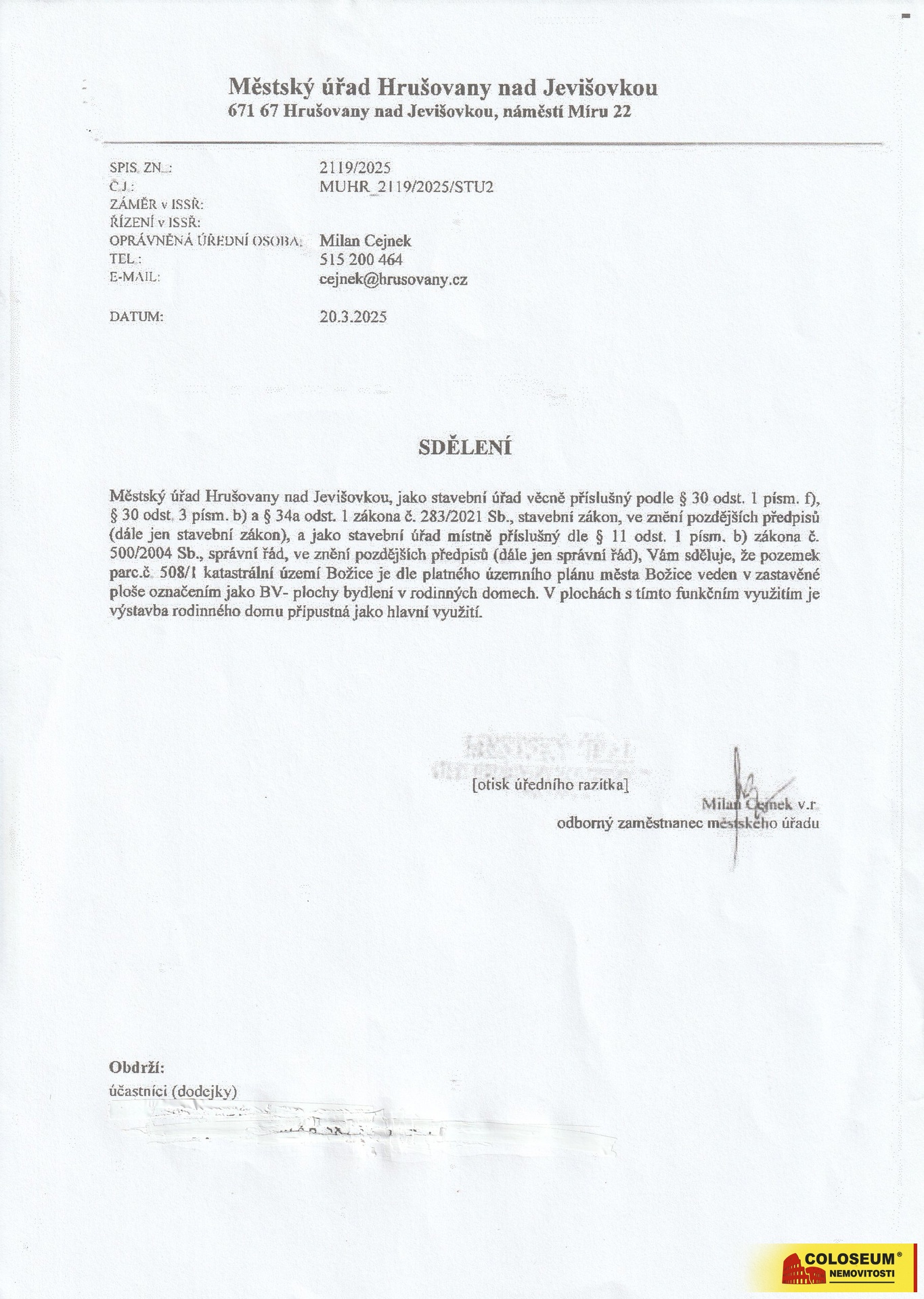 Stavební - využití pozemku