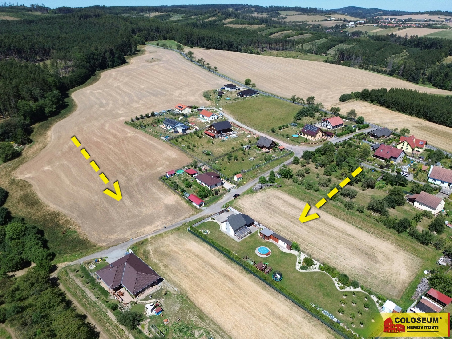 Pohled z dronu - Štěchov - prodej pozemků