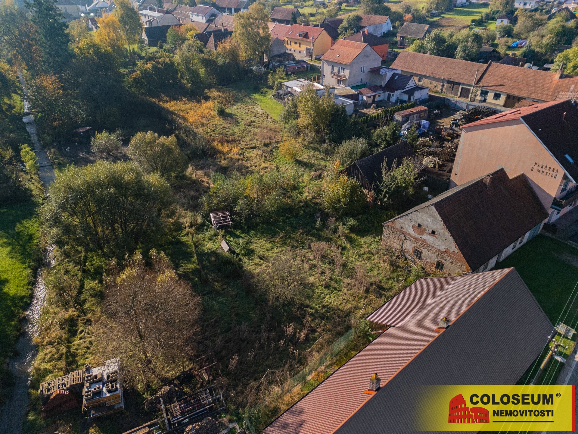 Pohled z dronu na pozemek - Křižanov, prodej poz