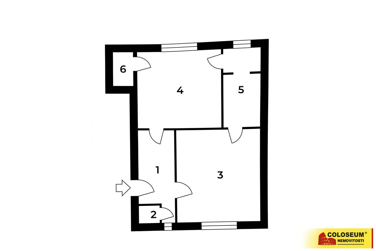 Půdorys bytu -  Hodonín - prodej bytu 1+1