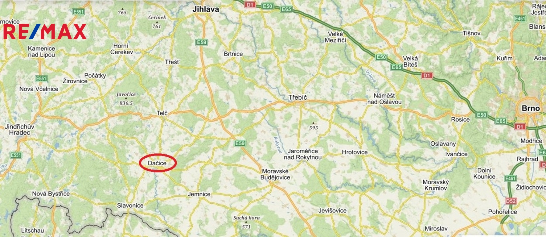 lokace města Dačice