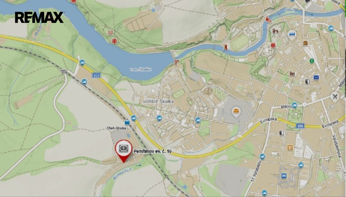 Mapa lokality na okraji Chebu.