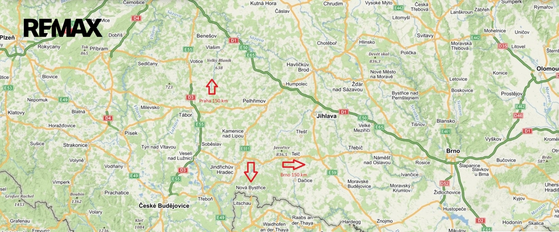lokace města Nová Bystřice