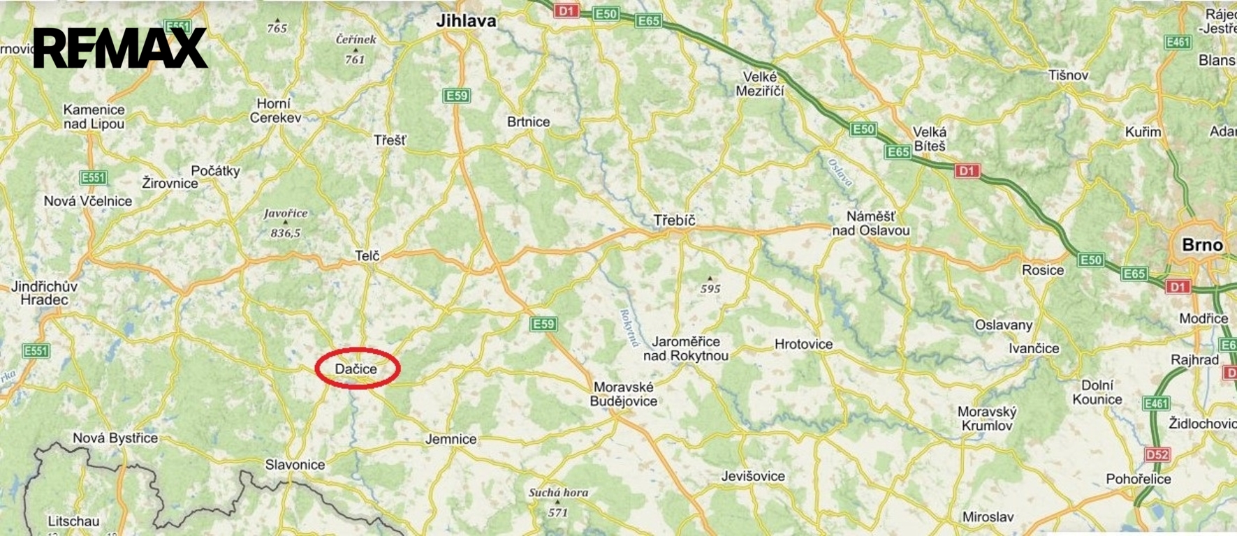 lokace města Dačice