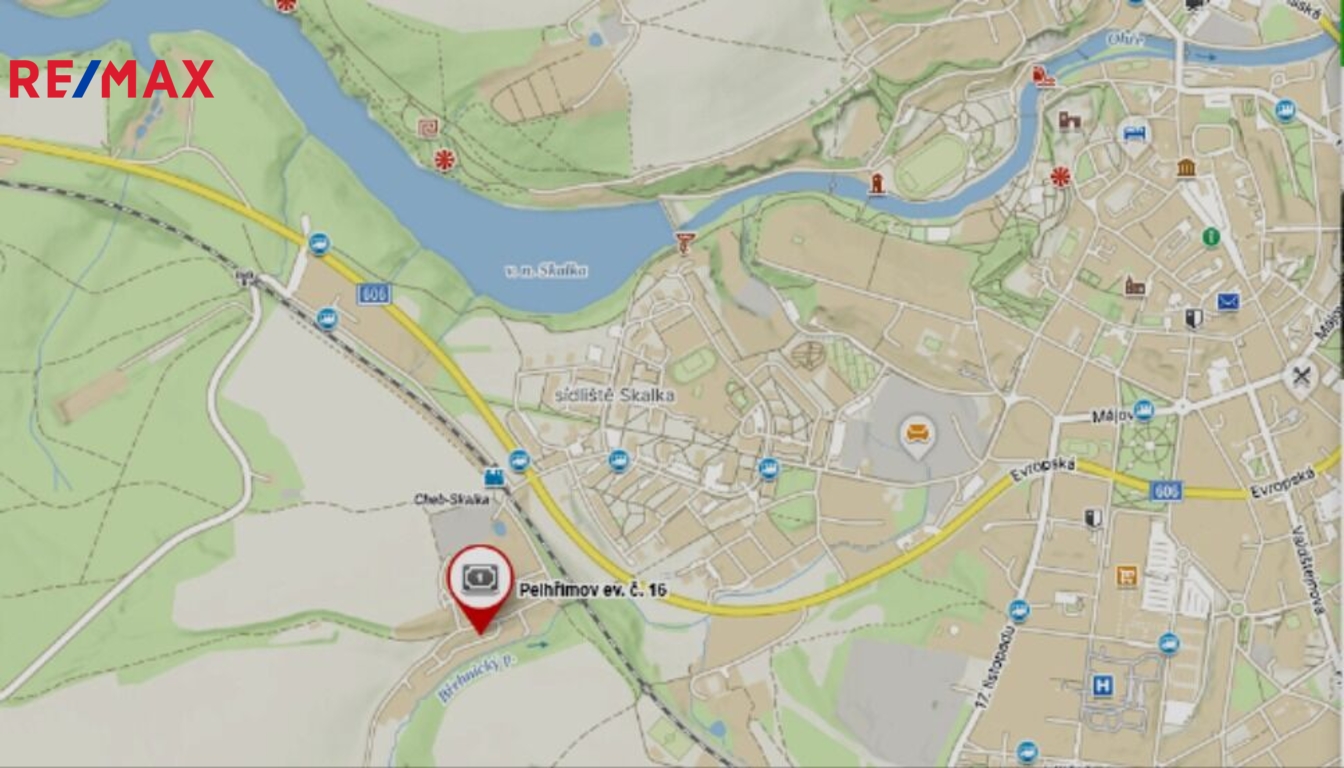 Mapa lokality na okraji Chebu.
