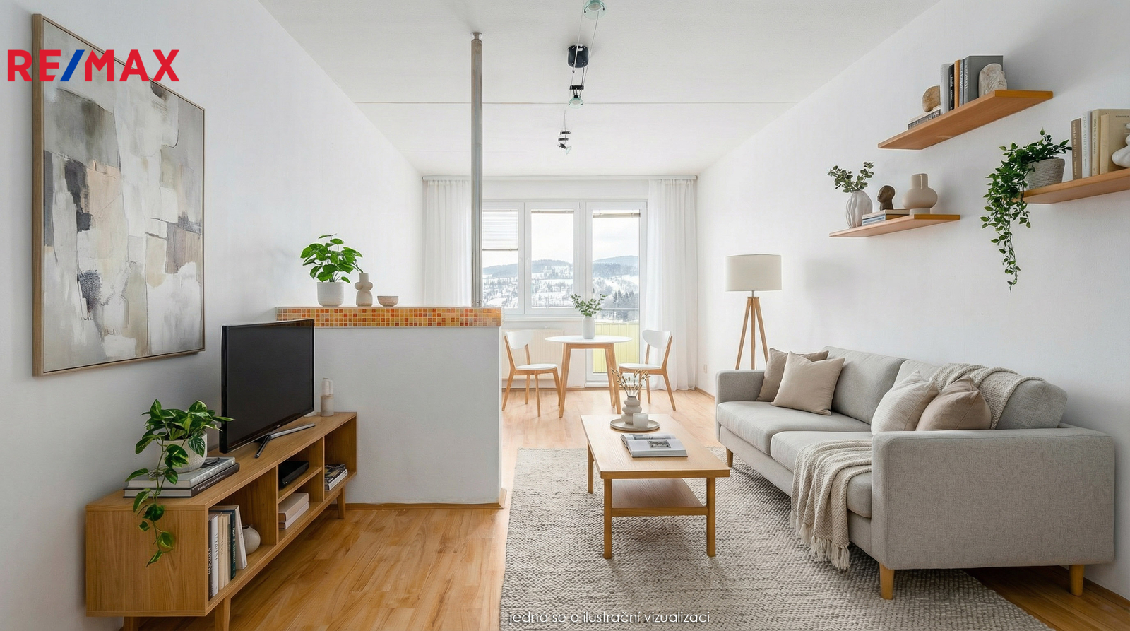 Vizualizace možného zařízení obývacího prostoru