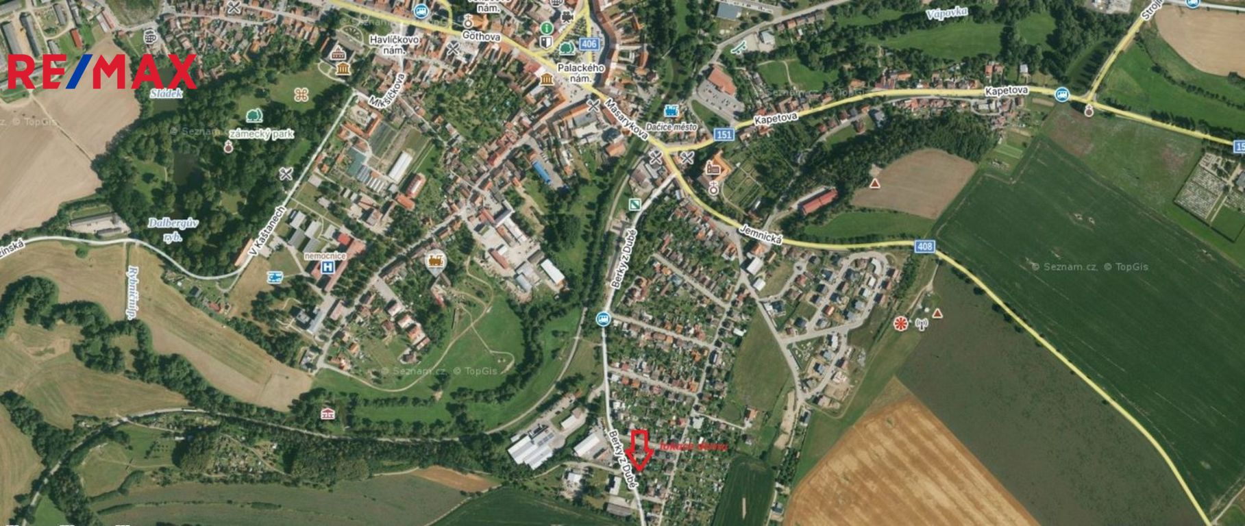 lokace domu ve městě Dačice