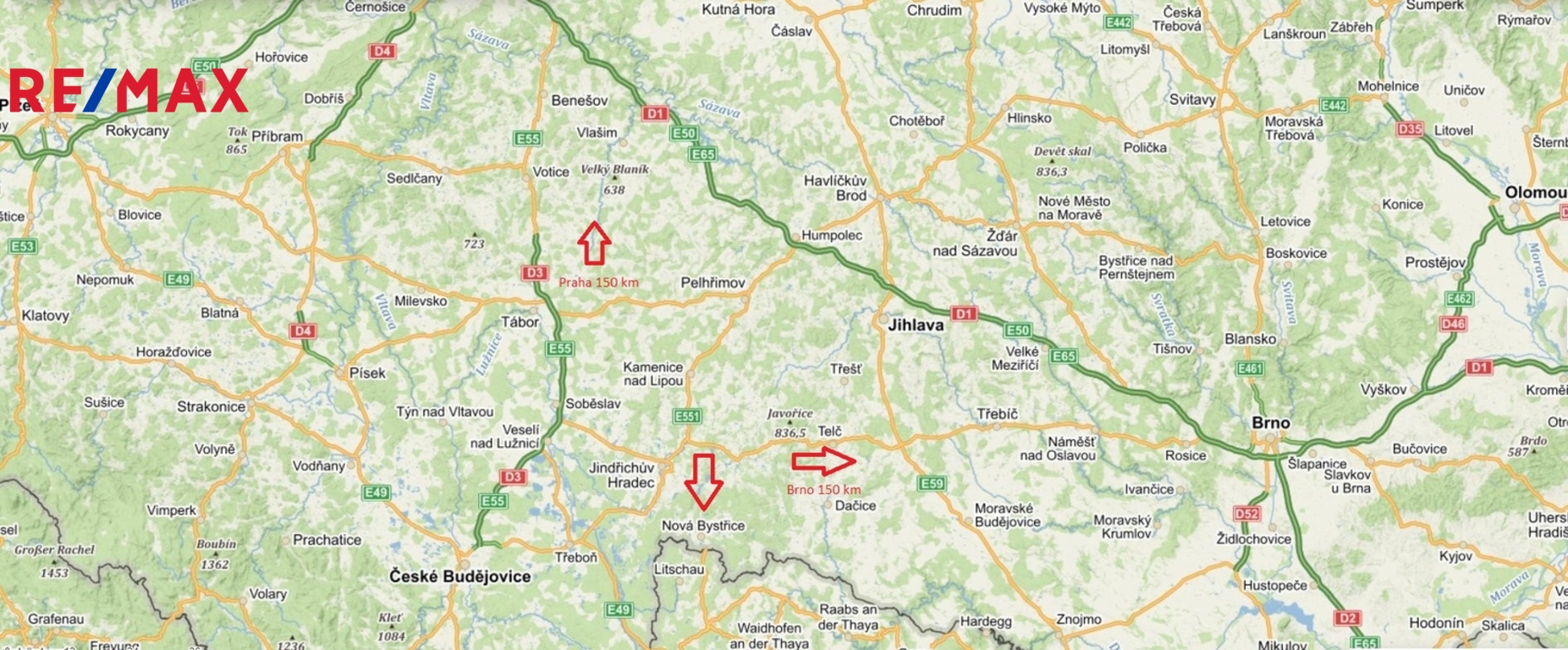 lokace města Nová Bystřice