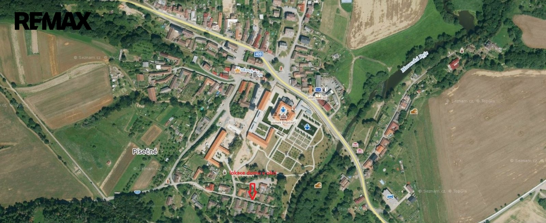 lokace domu v obci Písečné