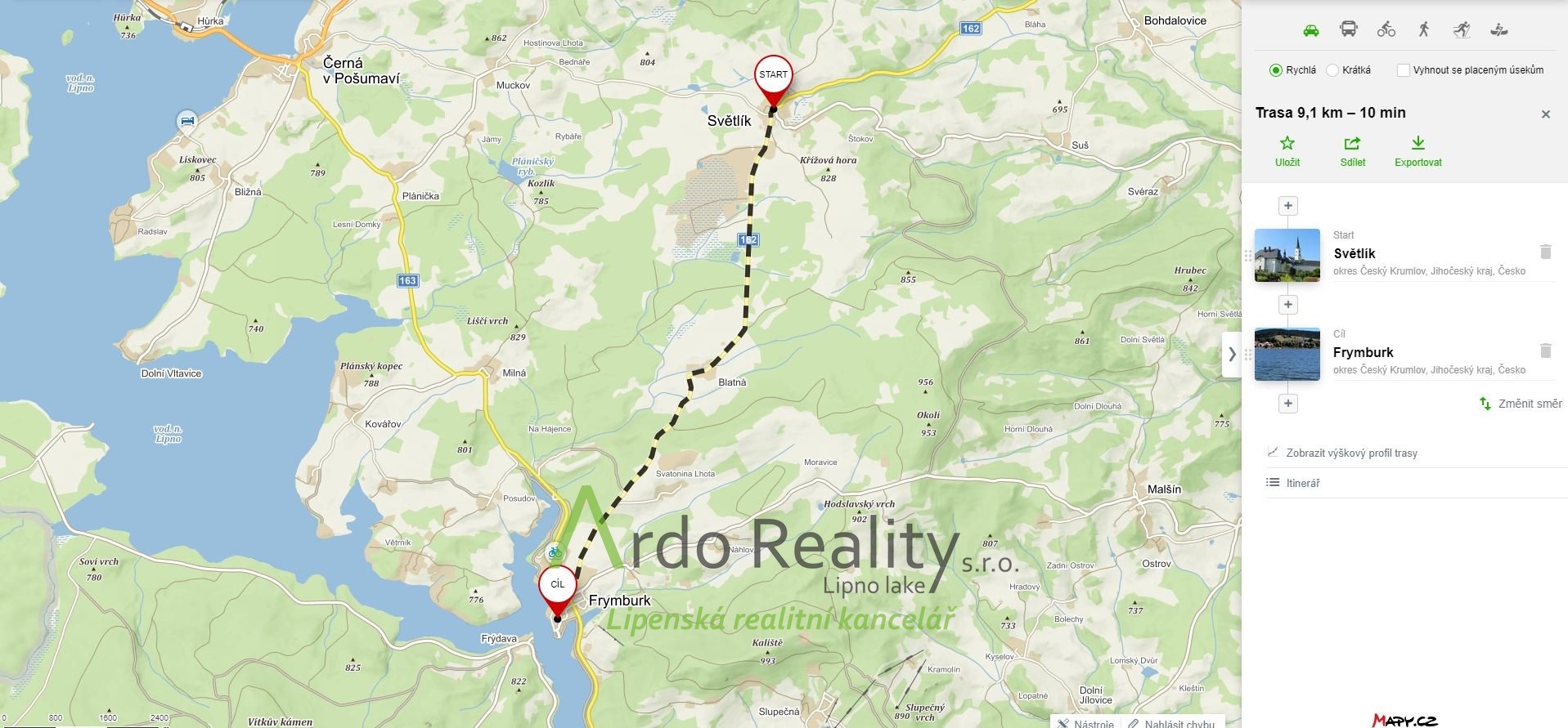 Mapa Světlík