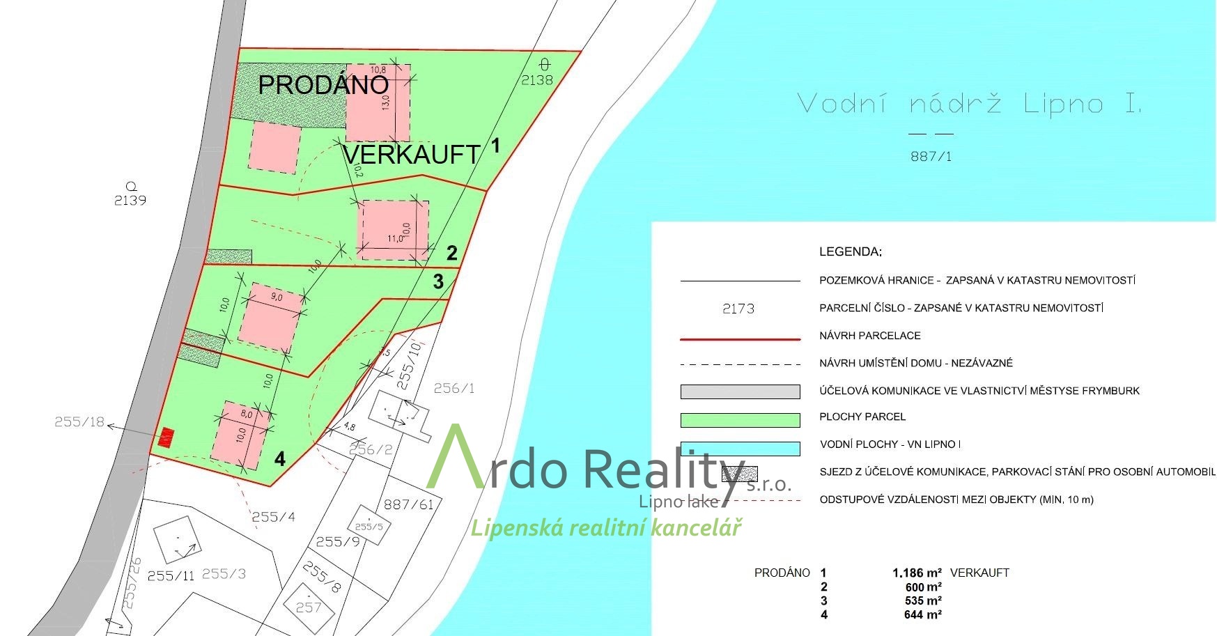 Návrh parcelace kompletní 1 PRODÁNO