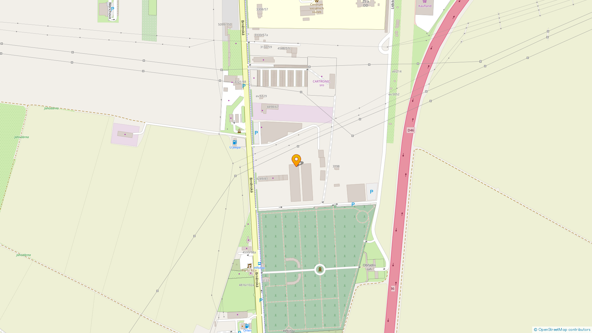 Mapa umístění nemovitosti.