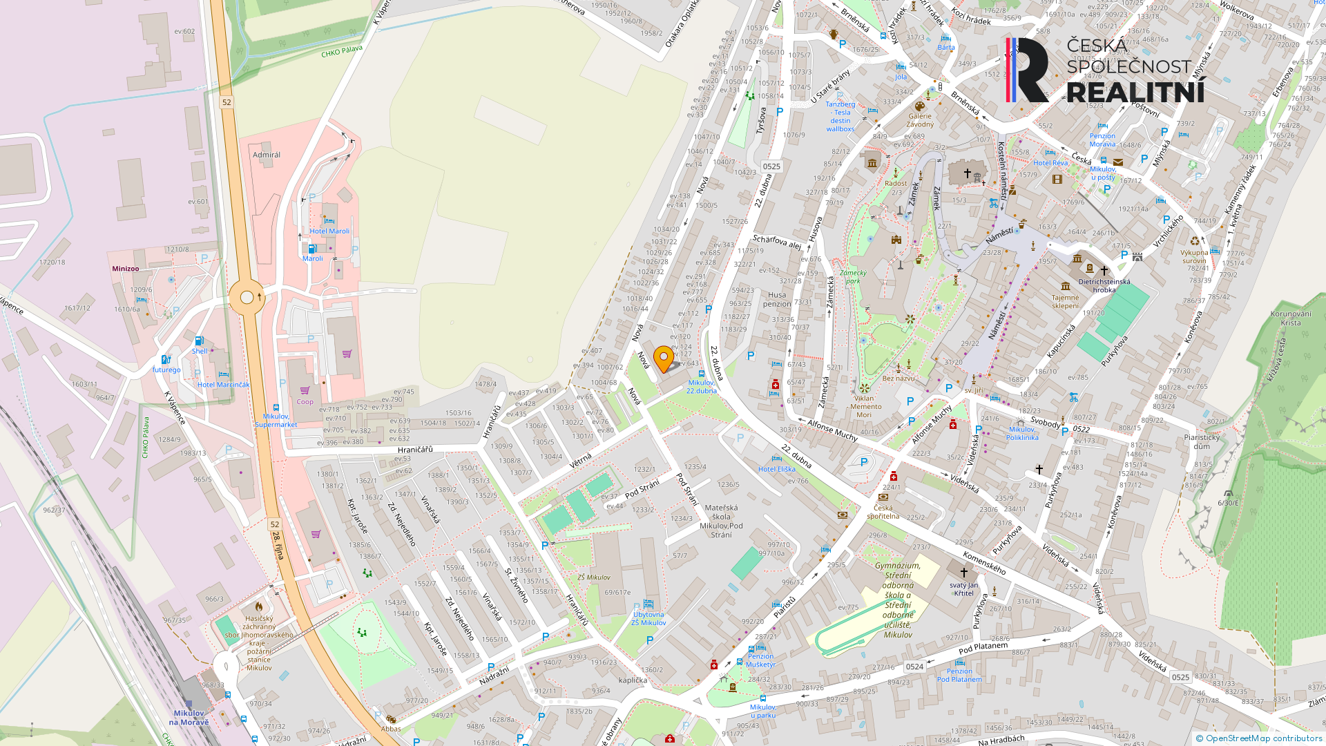 Mapa umístění nemovitosti.