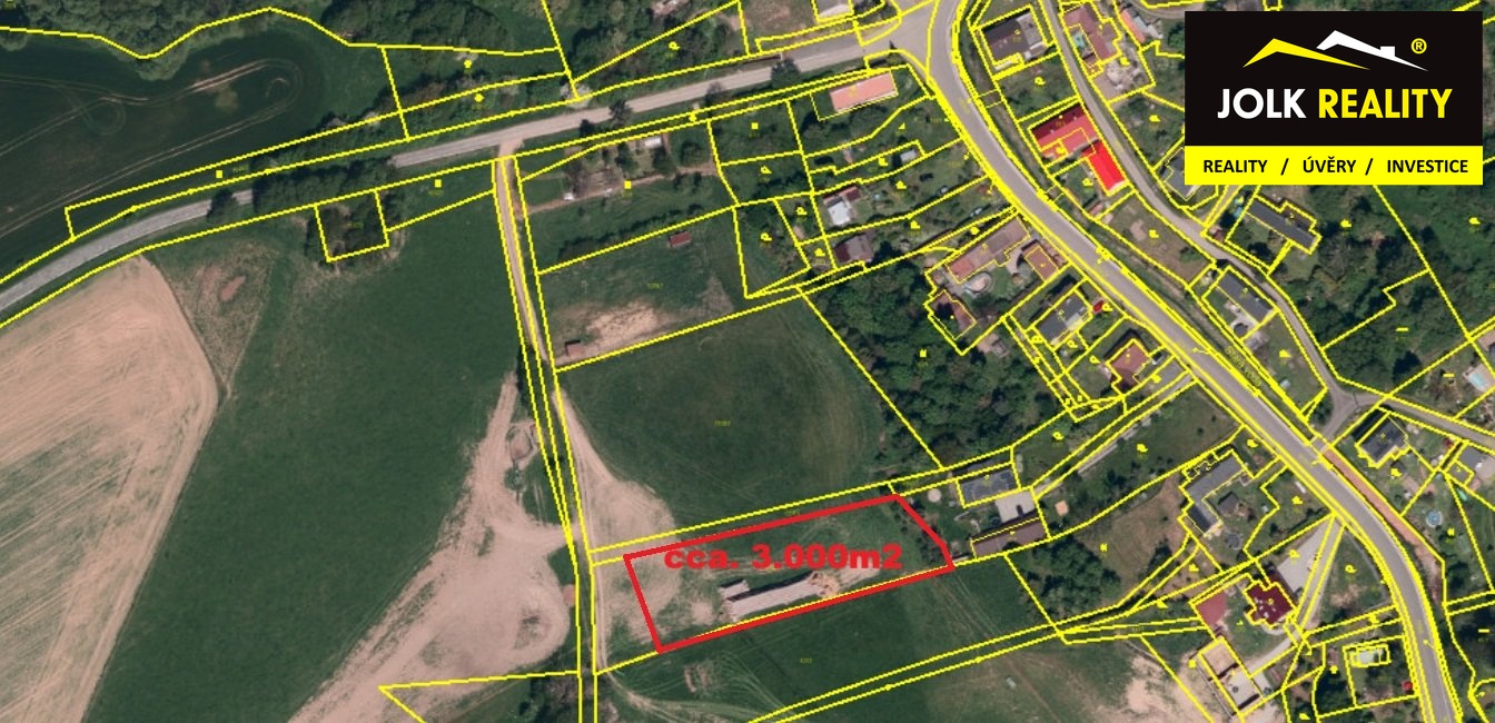 Půdorys z KU z vyznačením pozemku