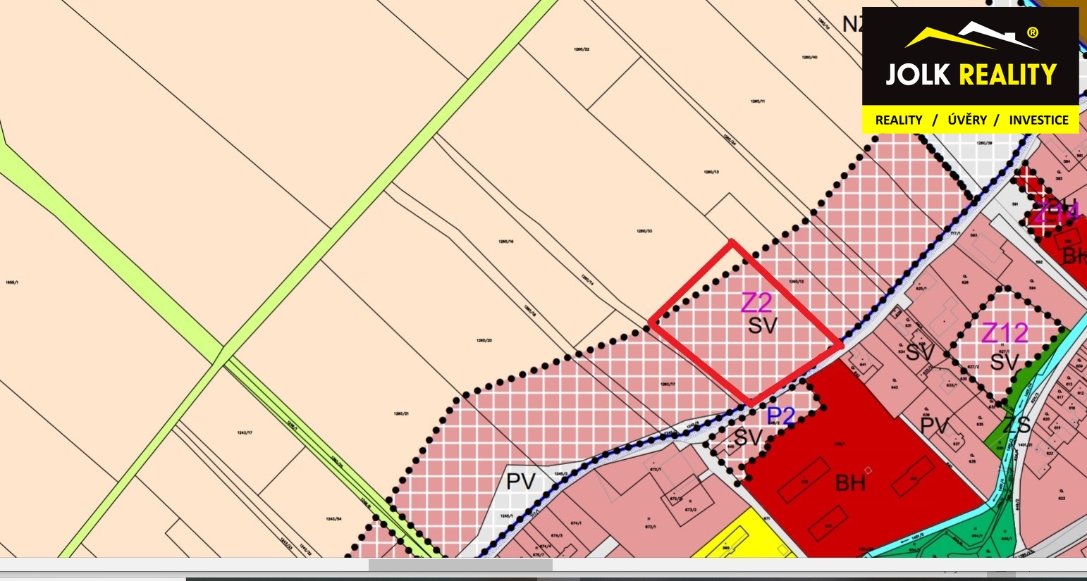 Vyznačení pozemku v ÚP