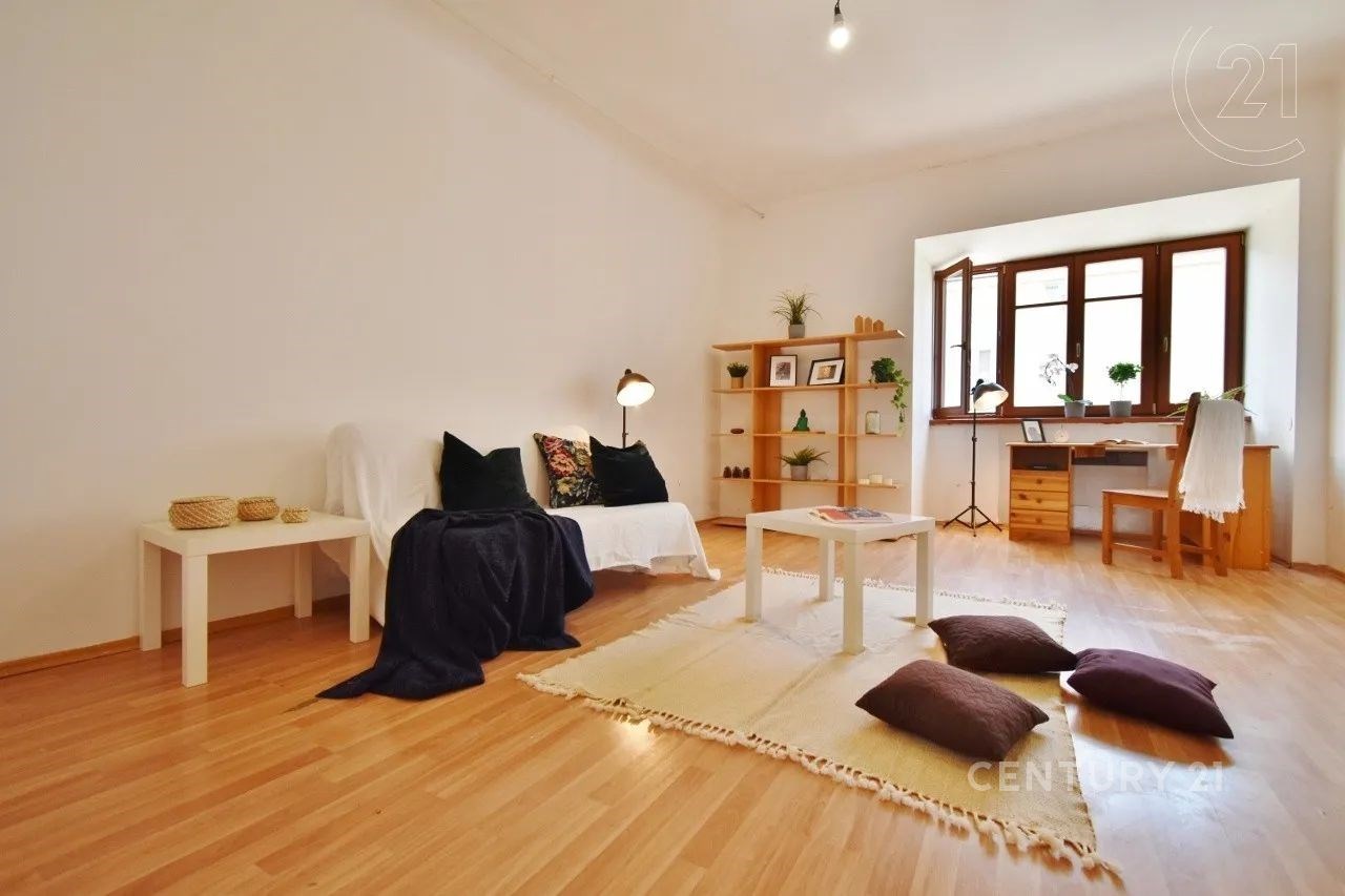 obývák-jídelna s přirozené světlo a dřevěná podlah