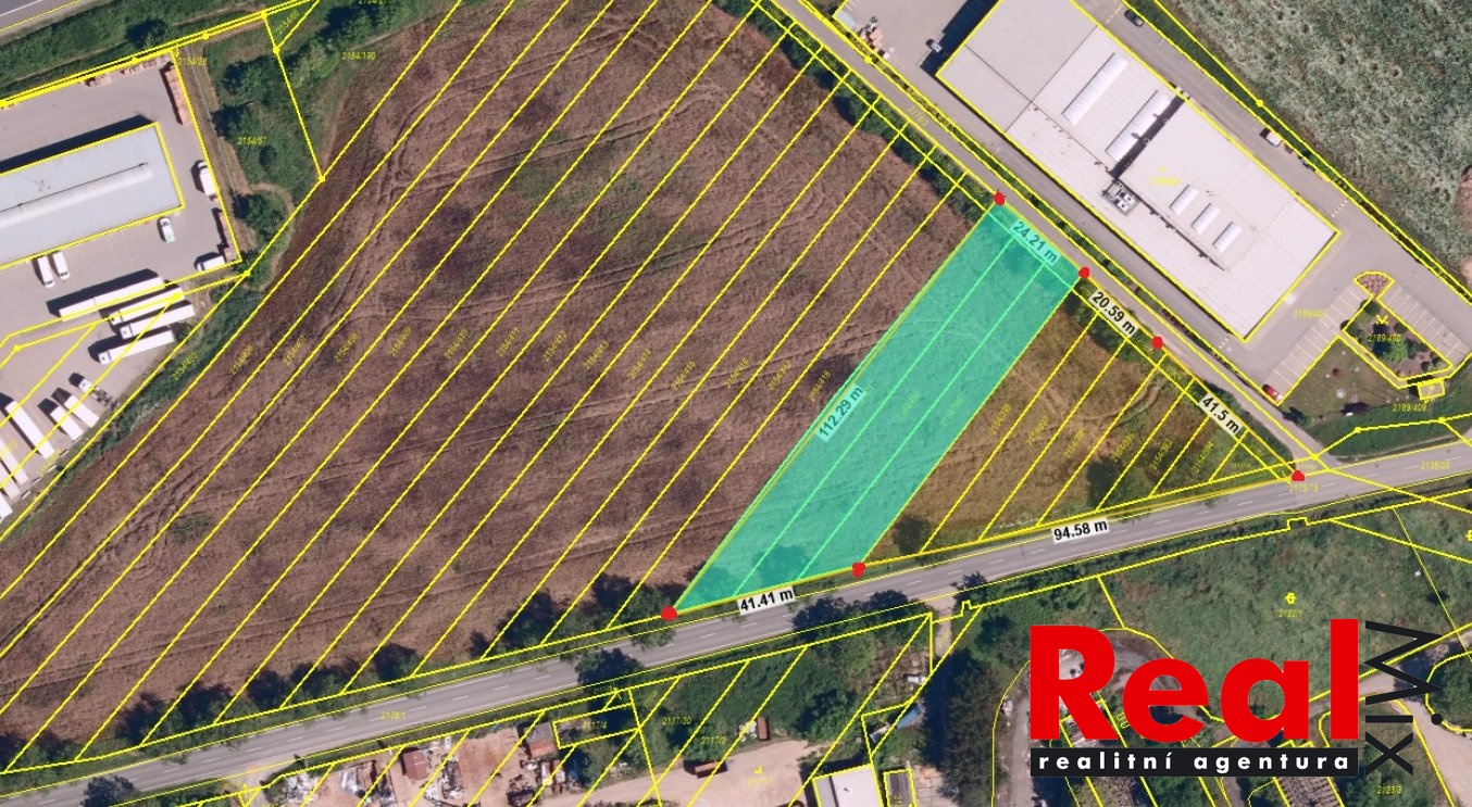 snímek z KM - pozemek komerce Rajhrad - vzdálenosti