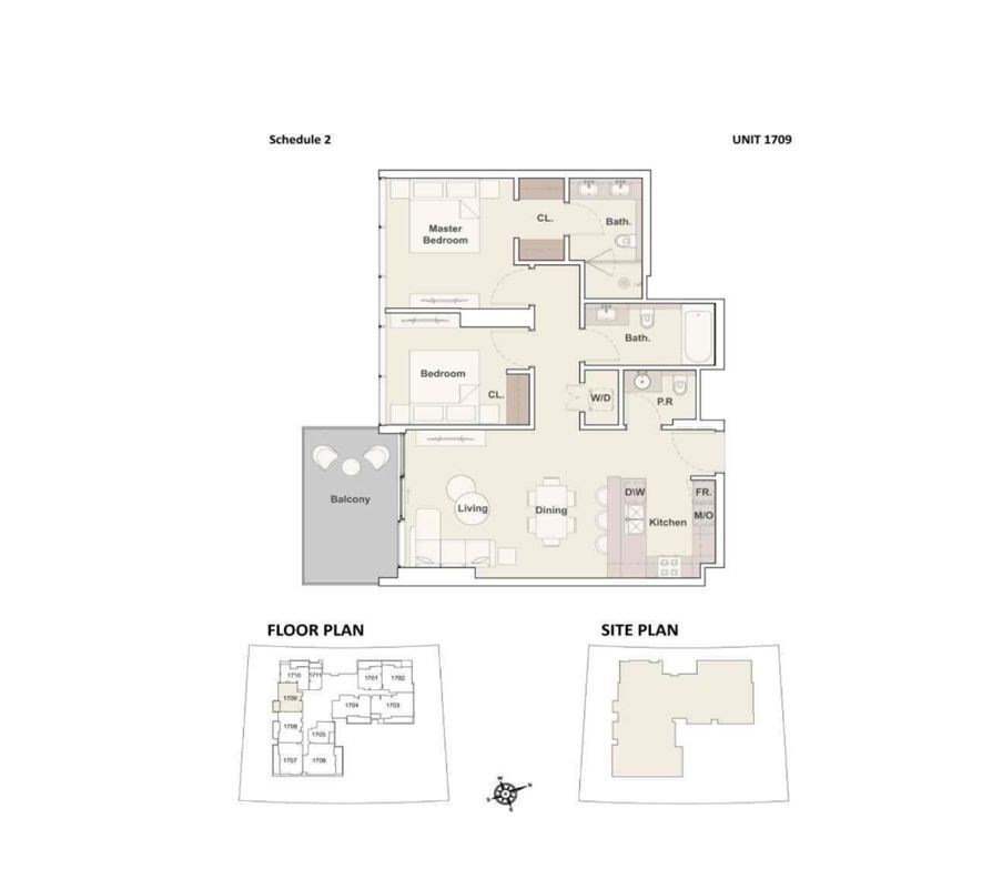 The Crestmark - floor plan unit 1709