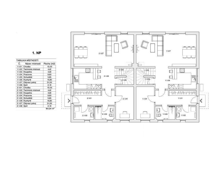 Půdorys 1. NP