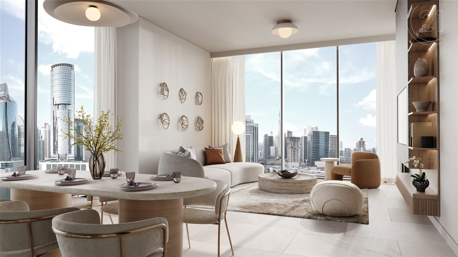 One River Point - typical living room