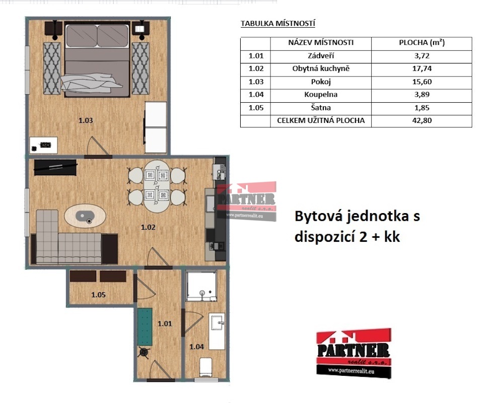 Byt 1 - půdorys
