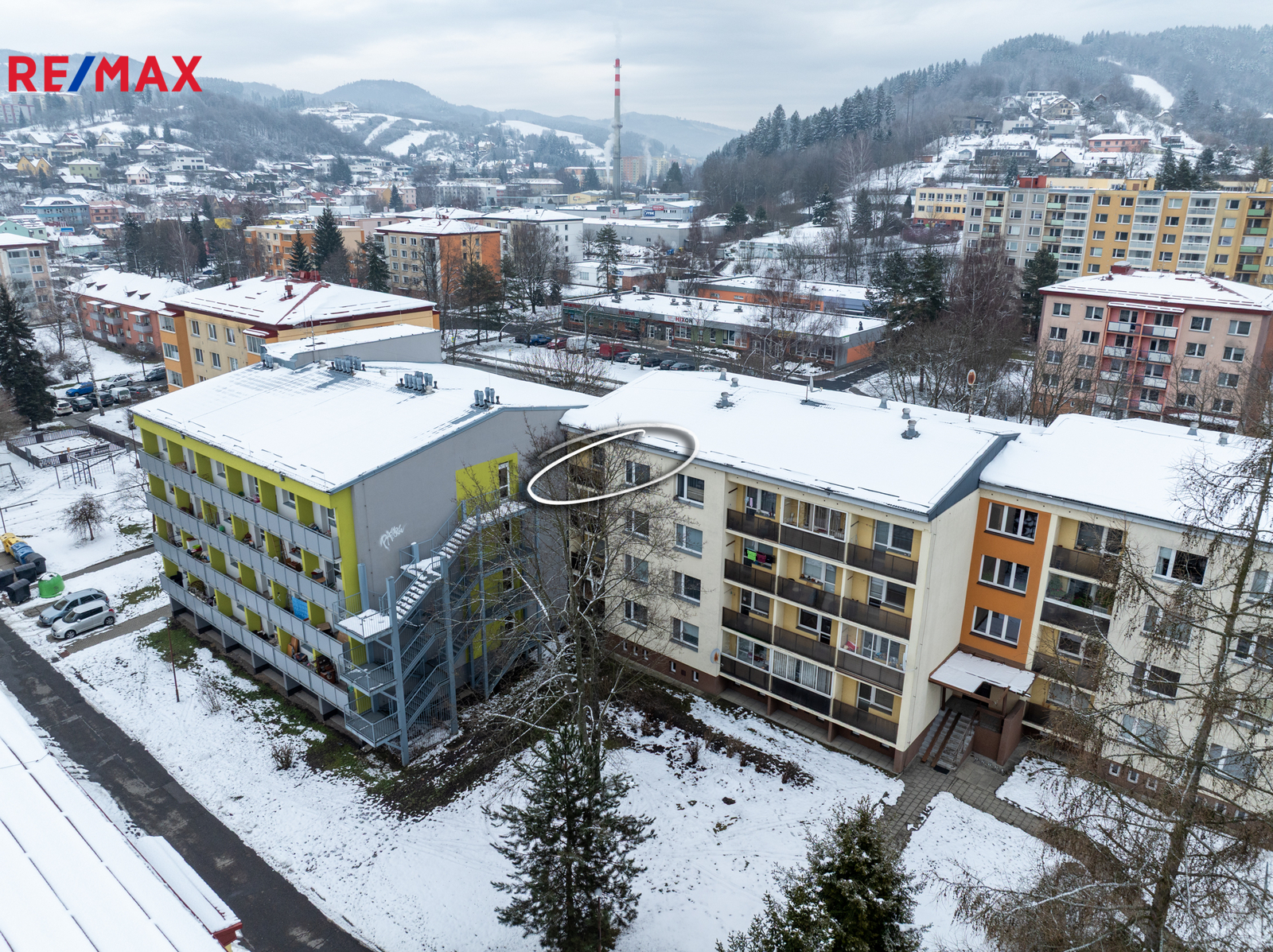 označený byt - ze dvora