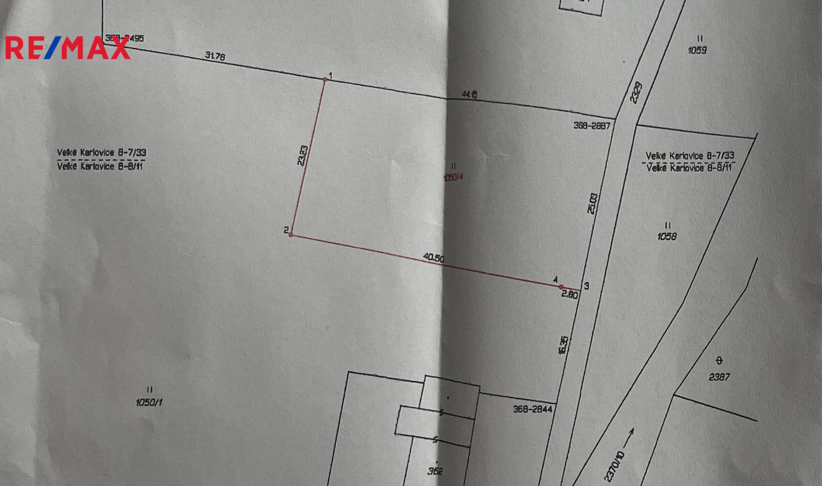 Nové zaměření parcely na prodej - 1033 m2