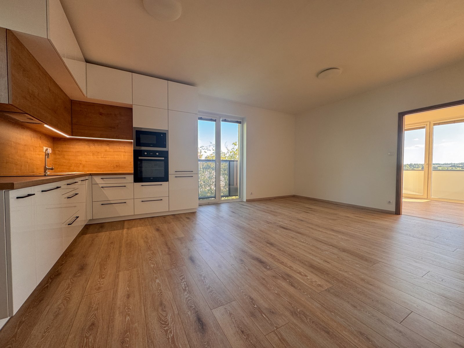 obývací pokoj s kuchyňským koutem