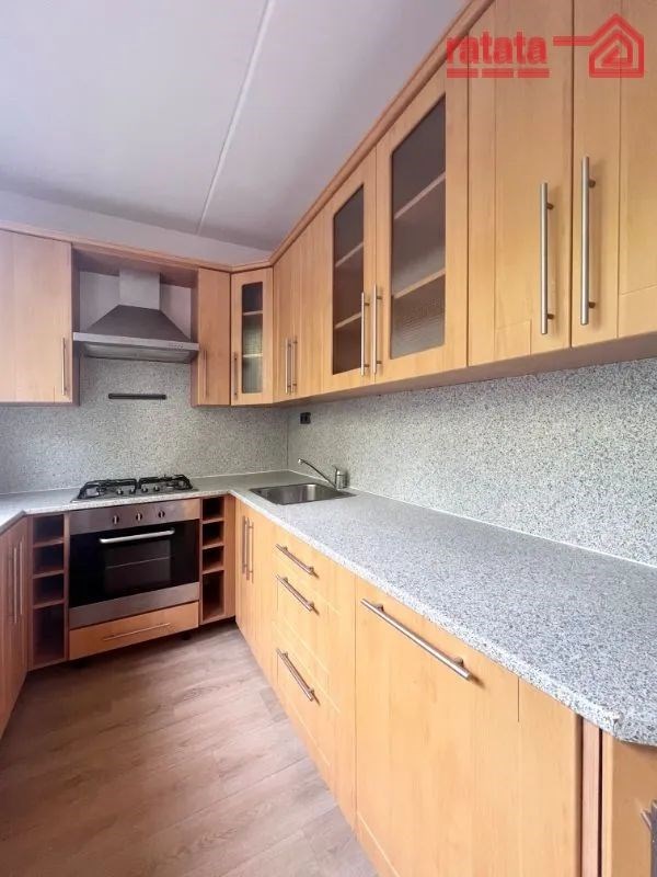 kuchyně s digestoř, dřevěná podlaha, backsplash, t