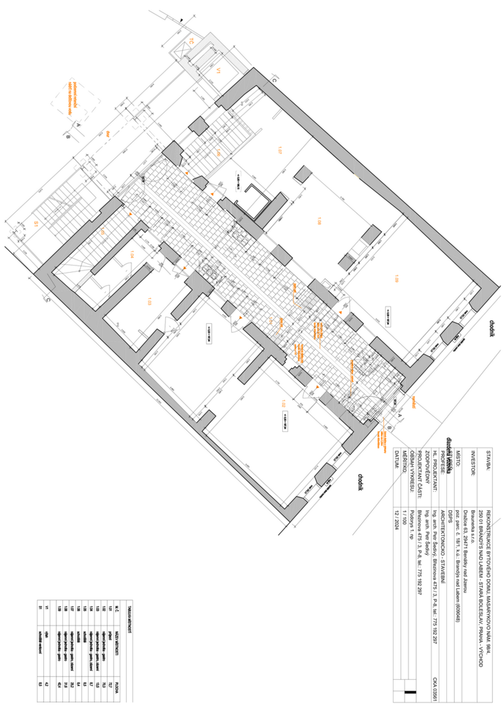 Půdorys 1. NP (provozovny - levá k dispozici)
