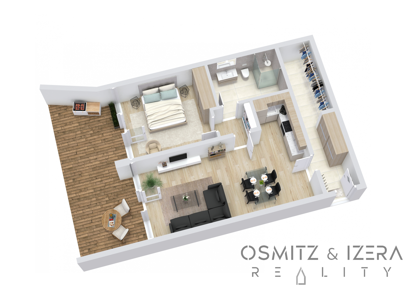 3D půdorys apartmánu