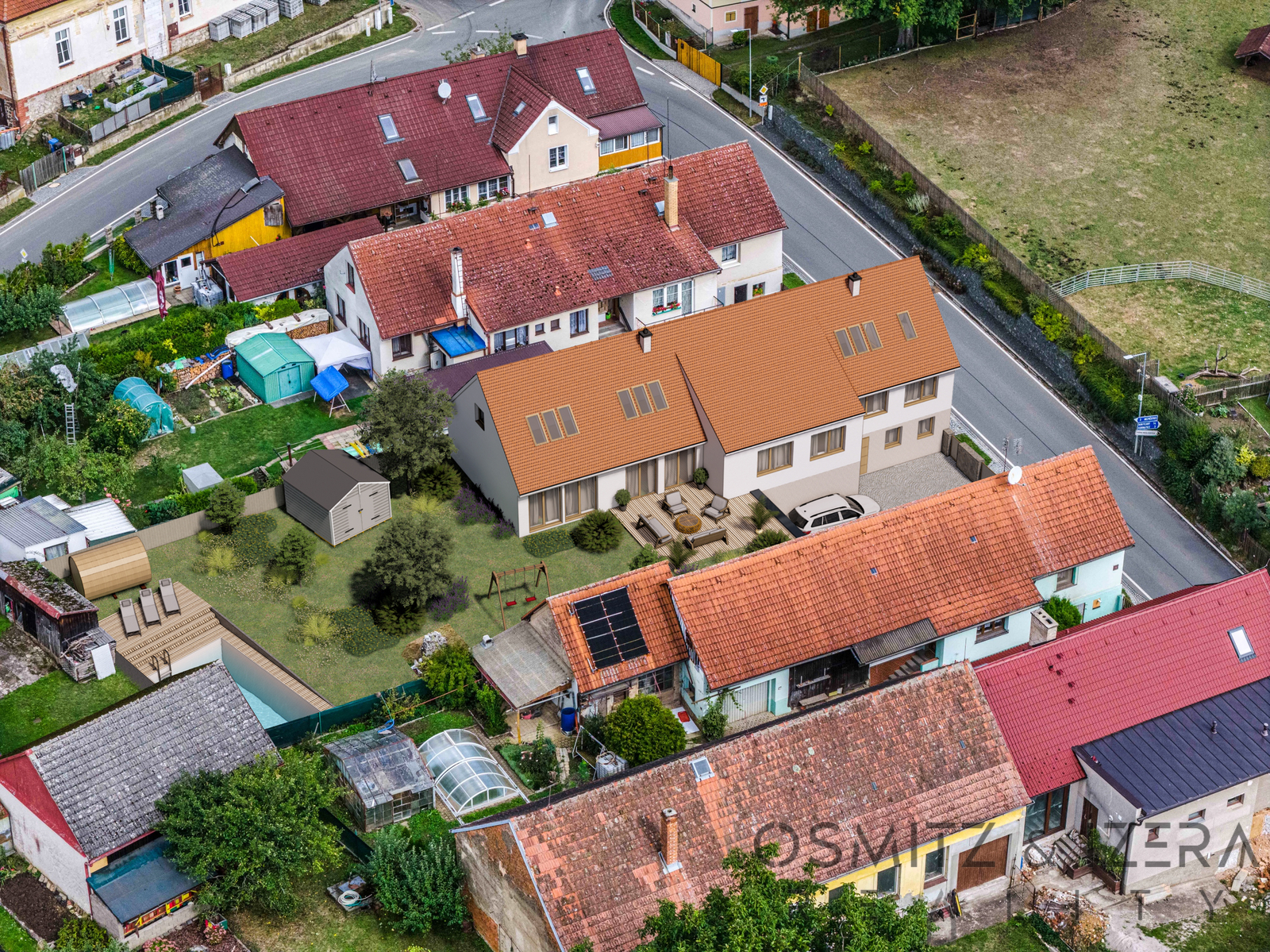 Vizualizace domu na pozemku Milínov